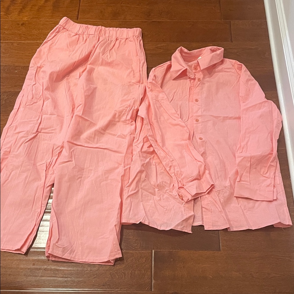 Women’s Pink Linen Look Pant Set